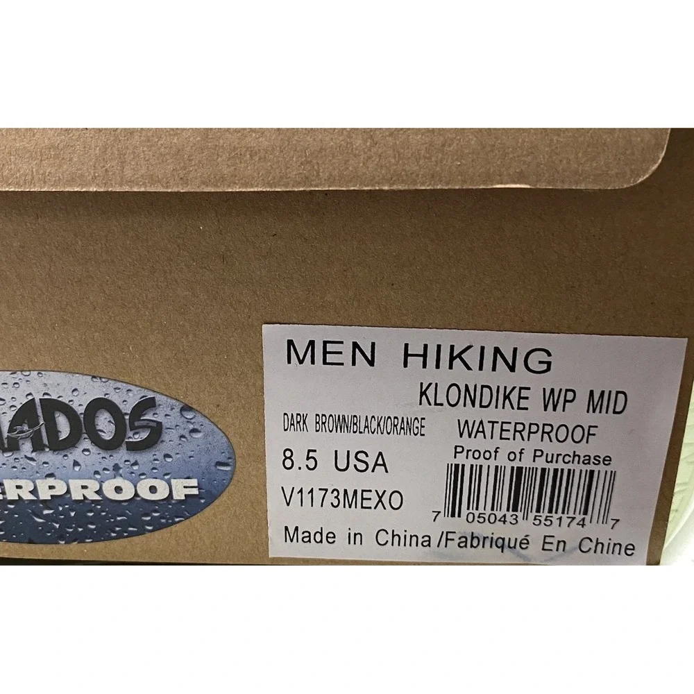 Nevados Mens Klondike Waterproof Hiking Ankle‎ Boots Brown &Black Sz.8.5 NWB